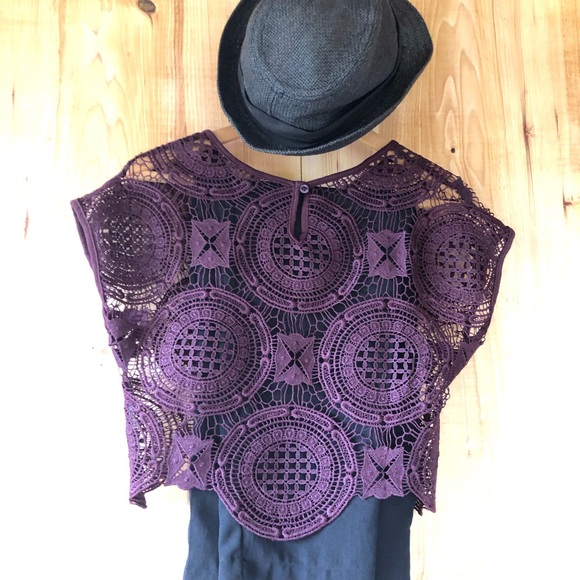 Deep purple/ maroon crotchet crop top - Picture 6 of 7